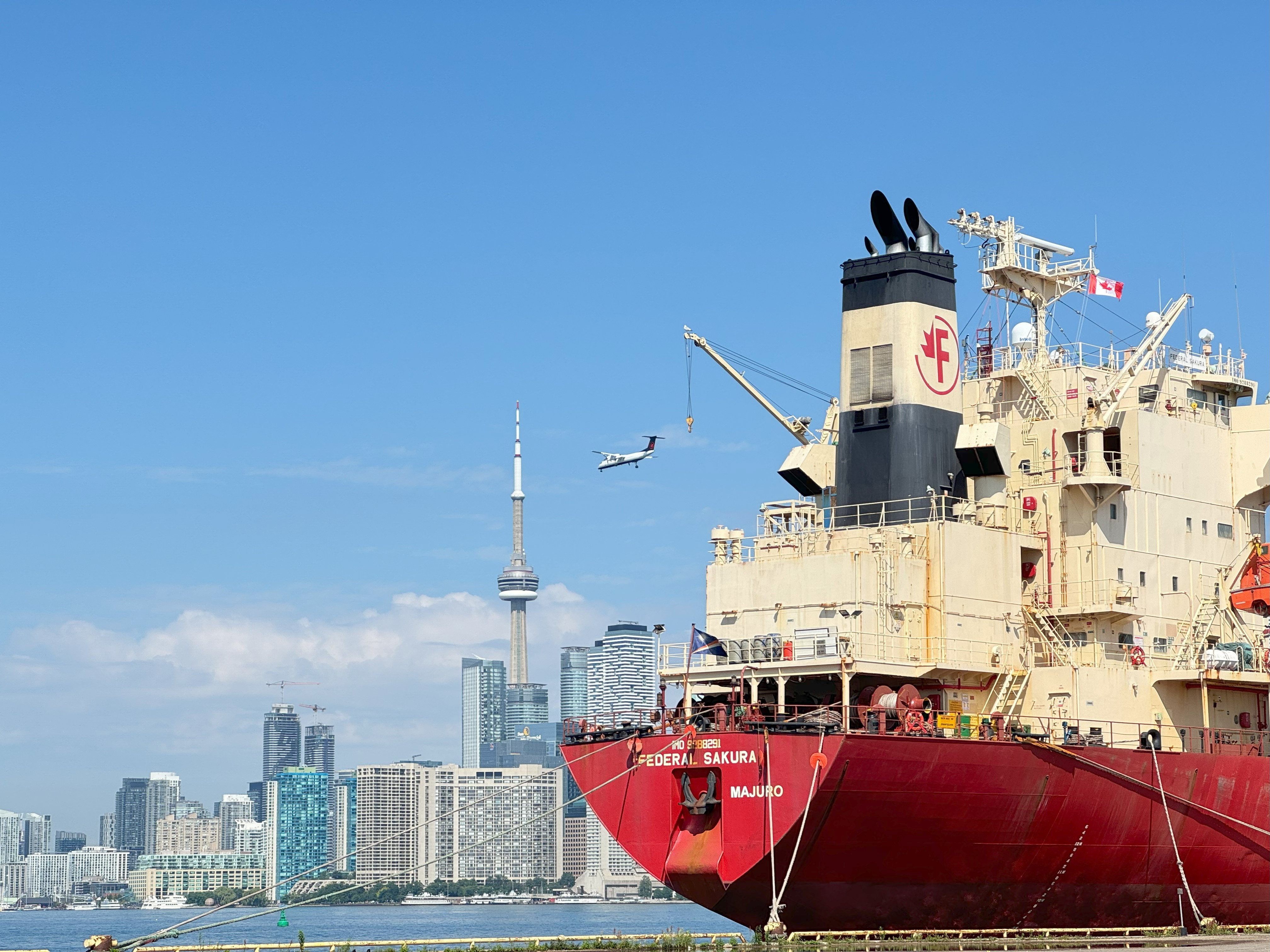 Cargo vessel docked at Port of Toronto.